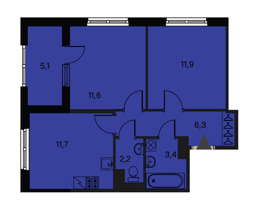 2-комнатная квартира 47.1 м², 2/5 эт., ЖК «ЮгТаун. Олимпийские кварталы»